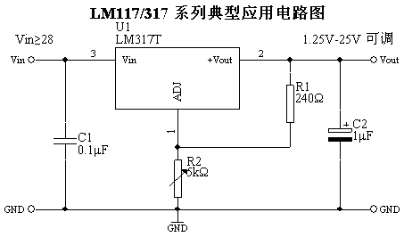 LM117/317典型应用可调稳压电路