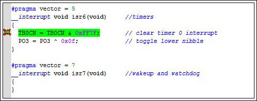 Figure 10. Breakpoint set and reached.