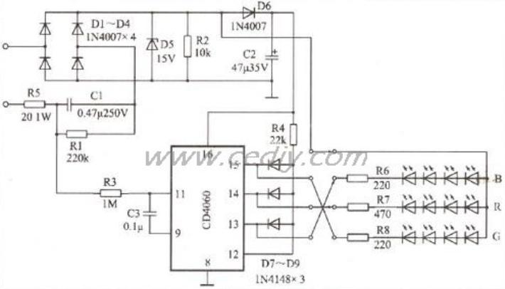 LED变色灯电路图