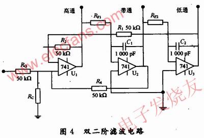 双二阶环滤波电路 www.hzfubeitong.com