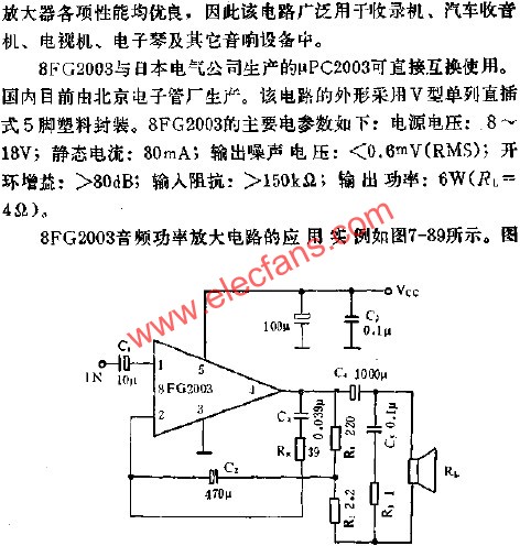 8FG2003音频功率放大电路的应用  www.hzfubeitong.com