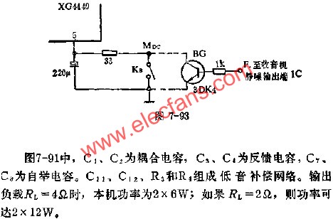 XG4440收音机集成电路静噪音接入图  www.hzfubeitong.com