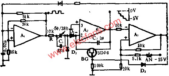 运算放大器组成阶梯波发生器电路图  www.hzfubeitong.com