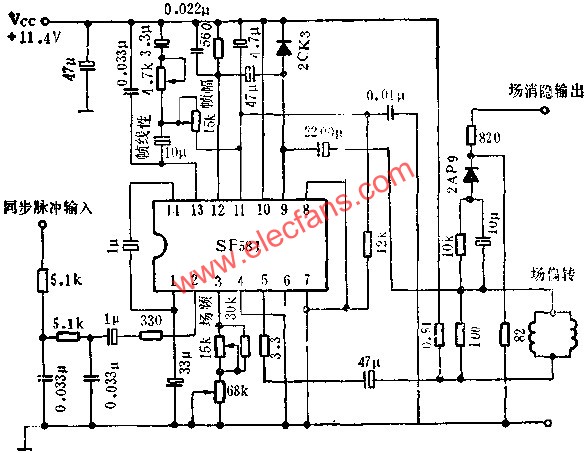 SF581场扫描电路的应用电路图  www.hzfubeitong.com