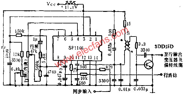 SF1166行扫描电路的应用电路图  www.hzfubeitong.com