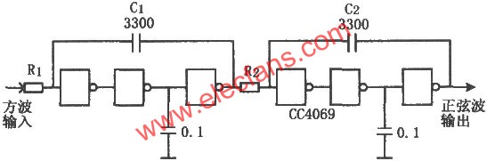 CC4069构成的低成本积分器  www.hzfubeitong.com