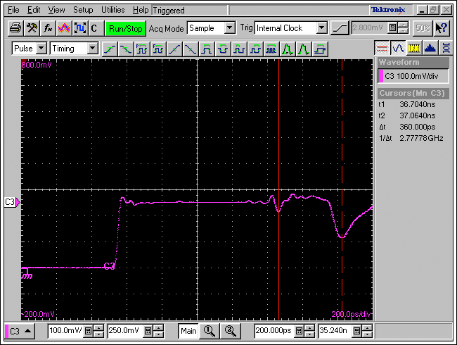 图9. DUT1 PCB TDR延时和阻抗测量