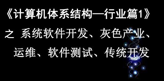 《计算机体系结构—行业篇1》之系统软件开发、运维、测试、灰色产业、IT传统开发