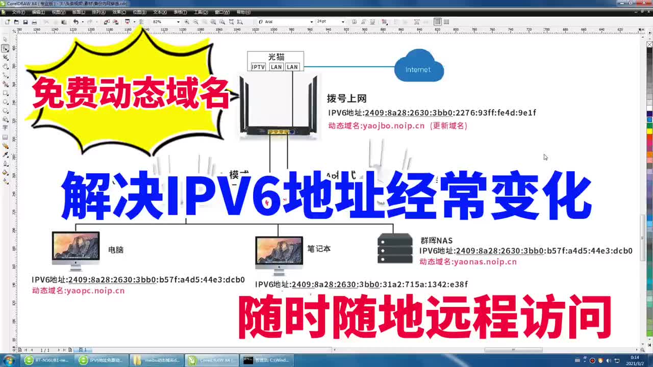 IPV6地址经常变化？用免费动态域名，解析路由器下所有IPV6地址