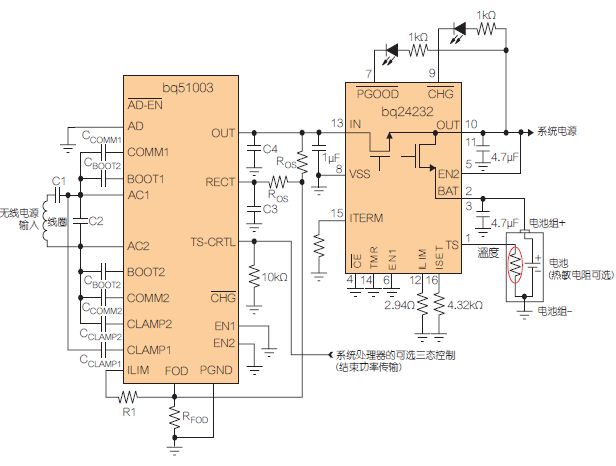 适合低功耗应用的无线电源接收器（带电池充电器）