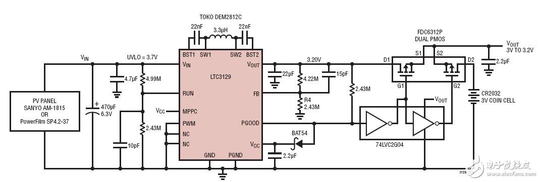 太阳能供电型转换器可延长低功率3V主电池寿命Solar Powered Converter Extends Battery Life in Low Power 3V Primary Battery Applications