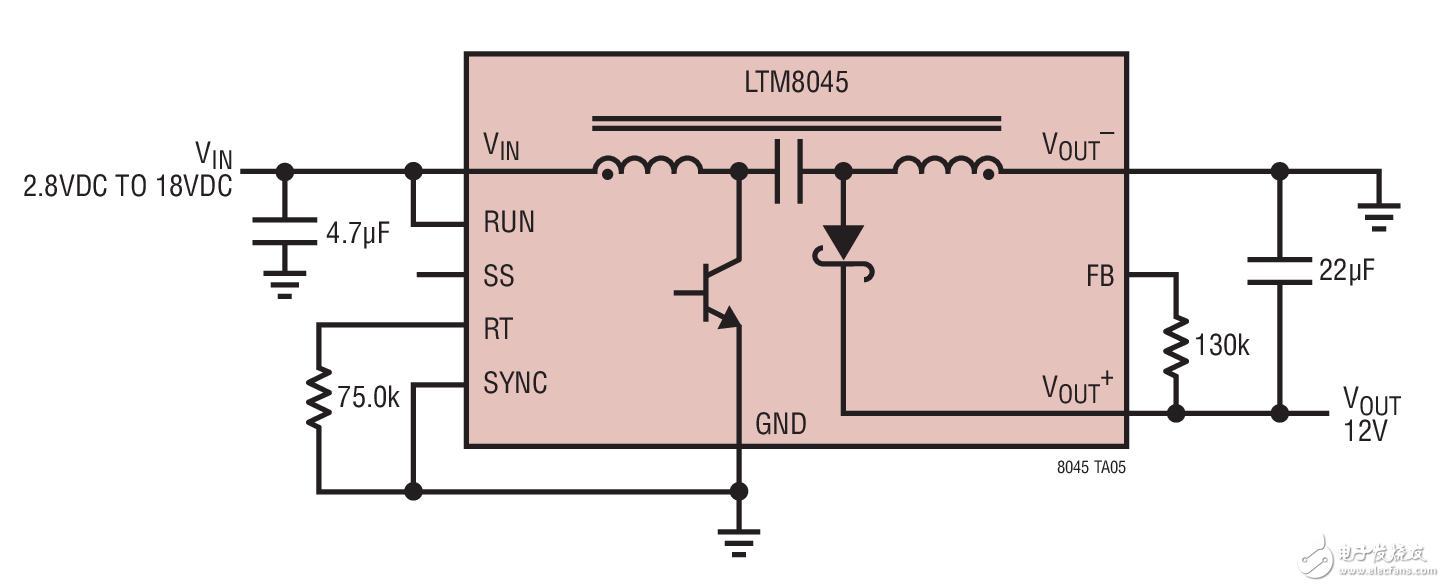 12V SEPIC Converter LTM8045 12V SEPIC 转换器