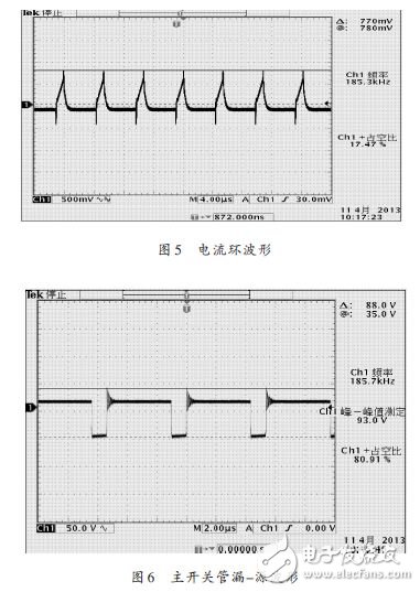 电流环波形以及主开关管漏—源波形