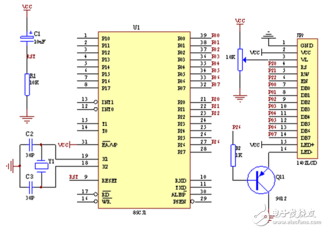 lcd1602中文资料分享：lcd1602接线图_lcd1602与单片机连接图