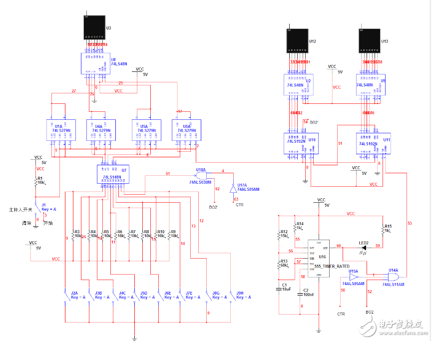 74ls148做八路抢答器