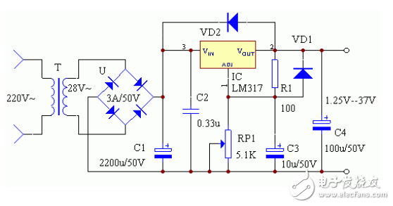 LM317稳压器介绍、引脚图、参数、工作原理及应用电路图